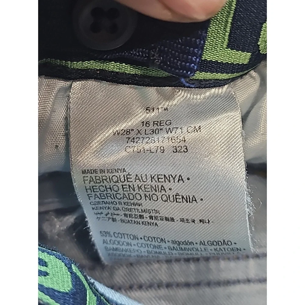 Levis 511: Boys 16 Reg (28x30) Blue Jeans With Adjustable Waist Band